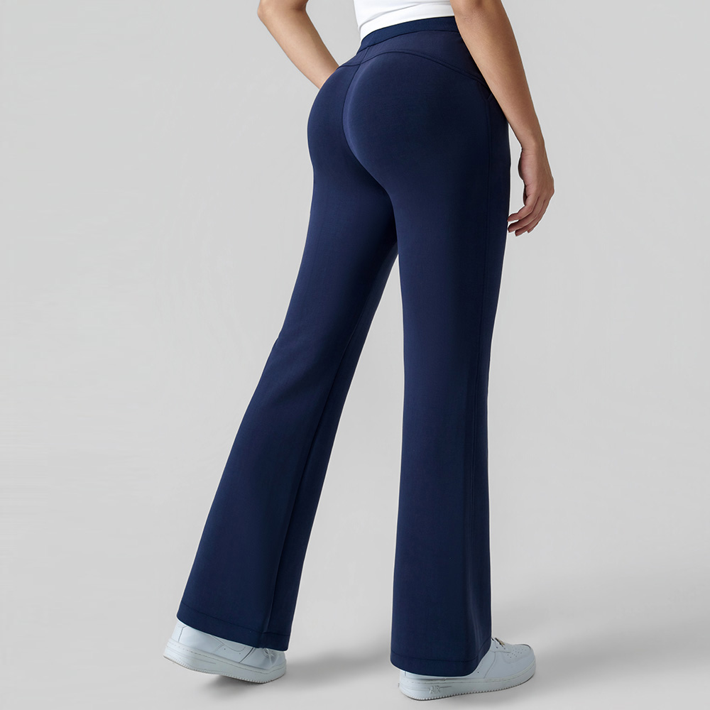 High-Waisted Drawstring Slim Flare Yoga Pants