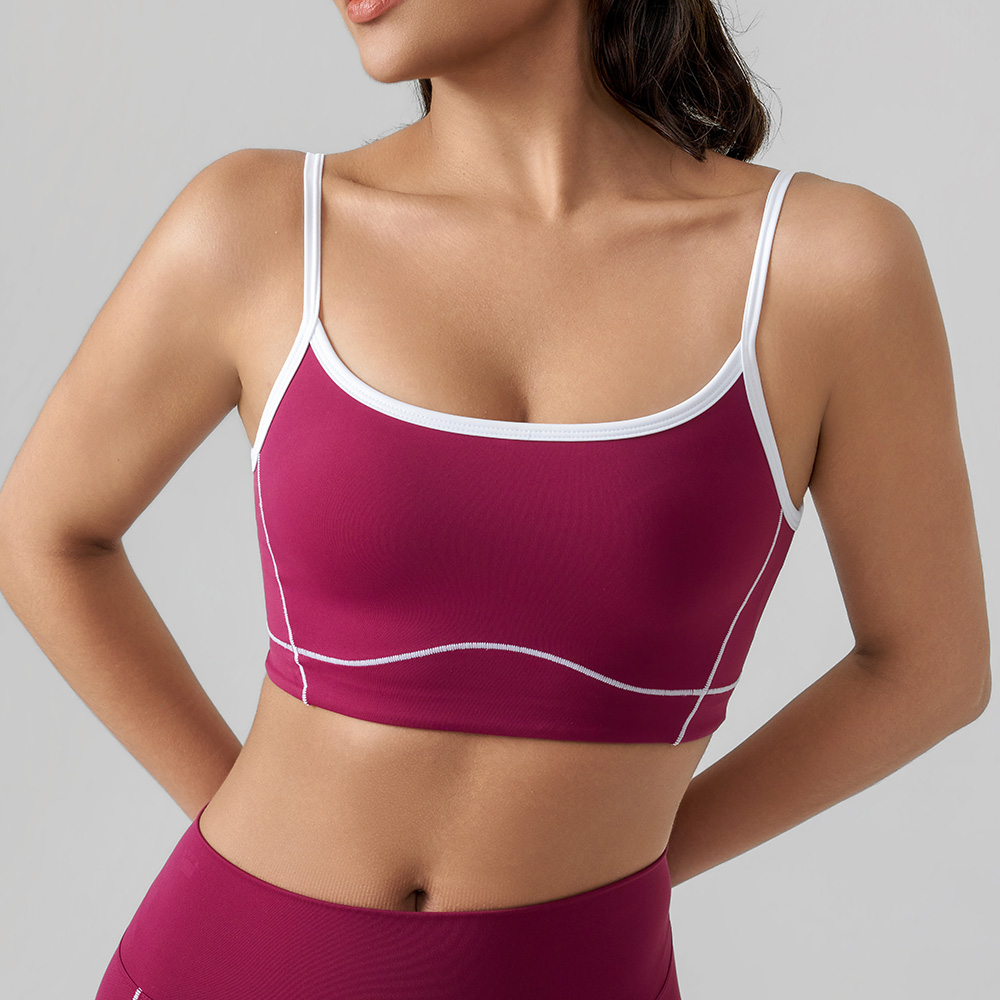 Color Block Thin-Strap Sports Bra
