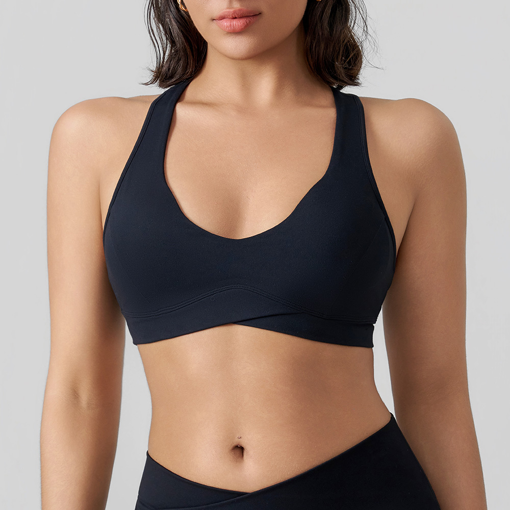Crisscross Overlay Backless Sports Bra