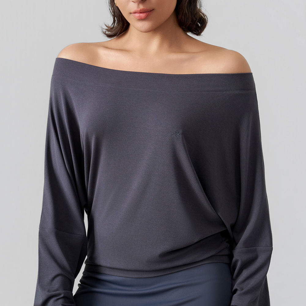 Off-Shoulder Long-Sleeve Relaxed Top