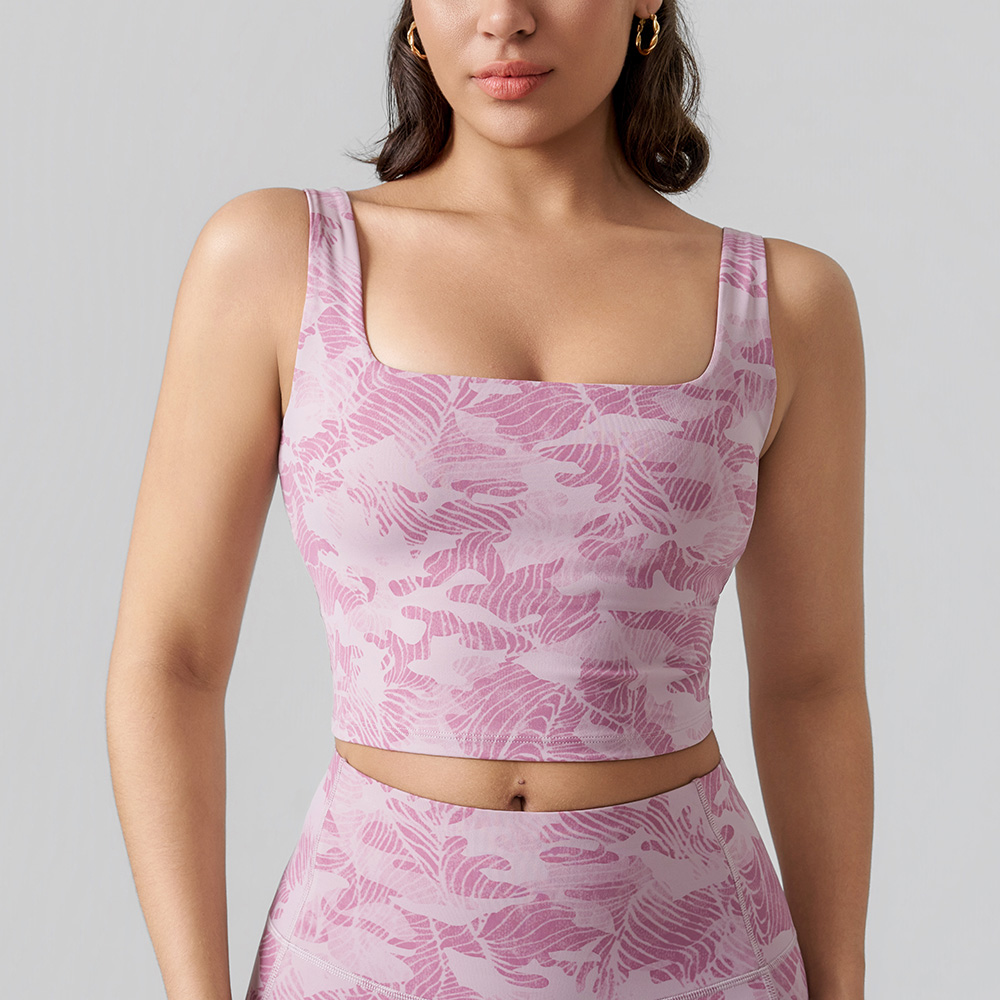 Print Square-Neck Sports Bra